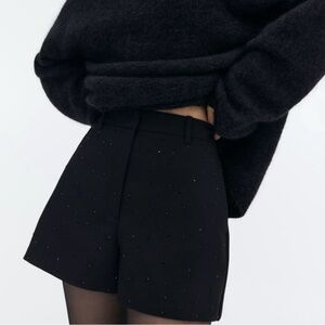 H&M High-Waist Women's Shorts With Black Rhinestones